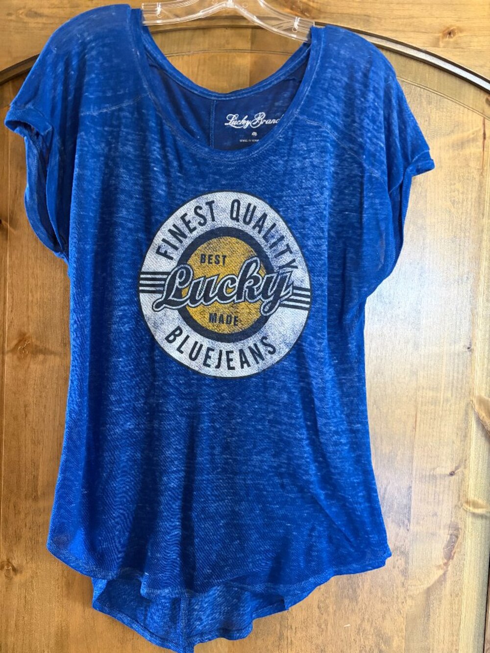 Lucky Brand logo tunic t shirt medium-cobalt blue like new